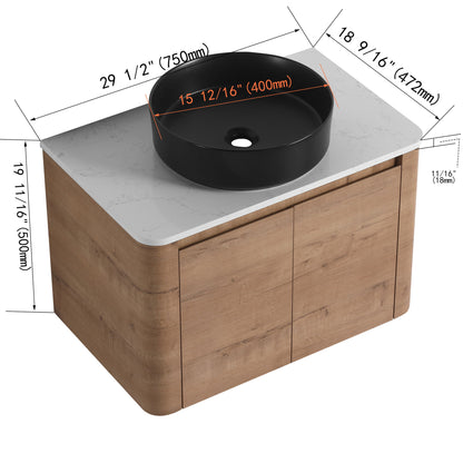 Wall Mounted Bathroom Vanity &amp; Art Sink &amp; 1 Soft Close Door