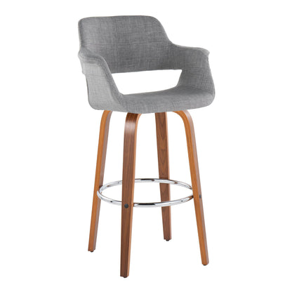 Vintage Flair - Mid Century Modern Fixed Height Barstool With Swivel &amp; Round Footrest (Set of 2)
