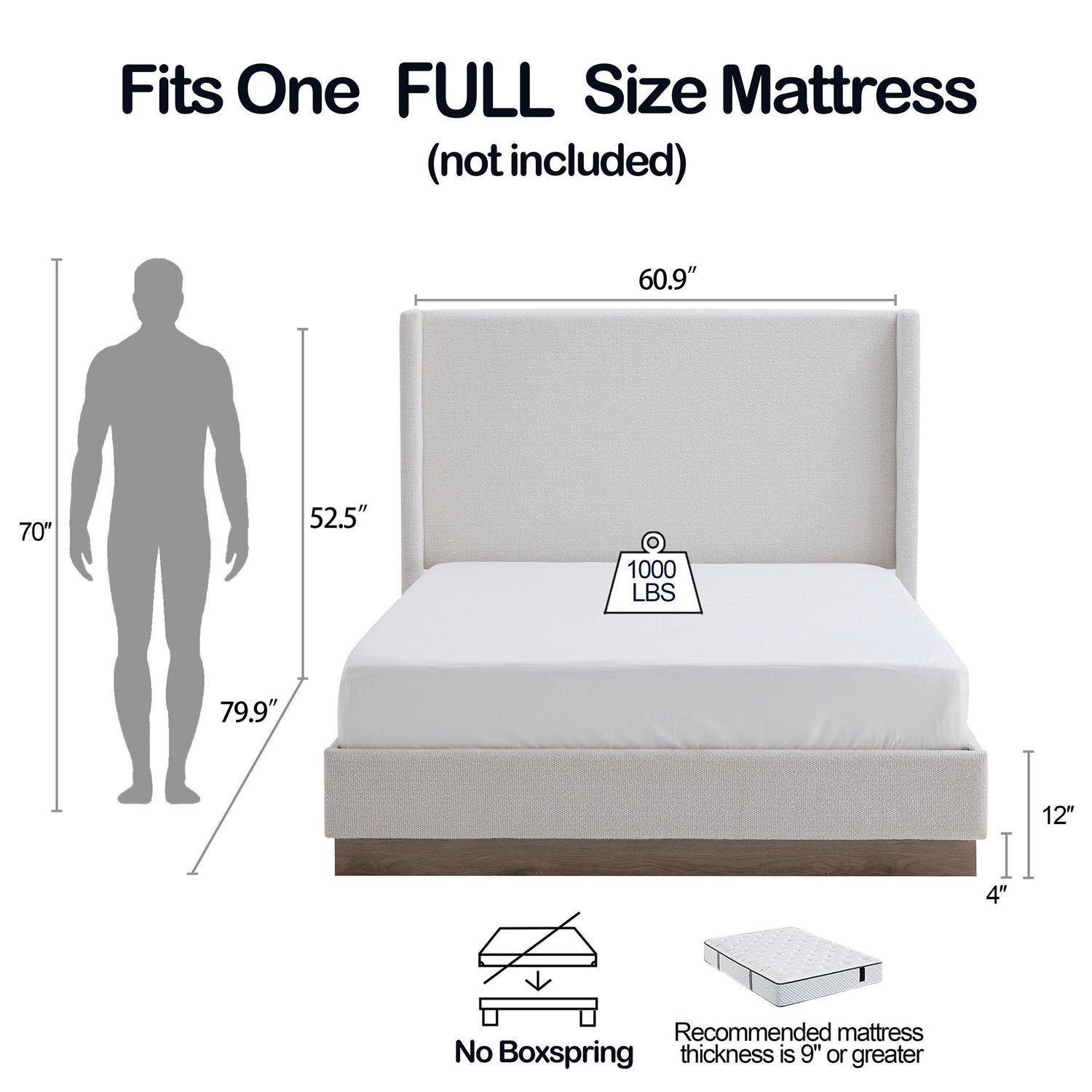 Hosford - Minimalist Upholstered Wingback Bed