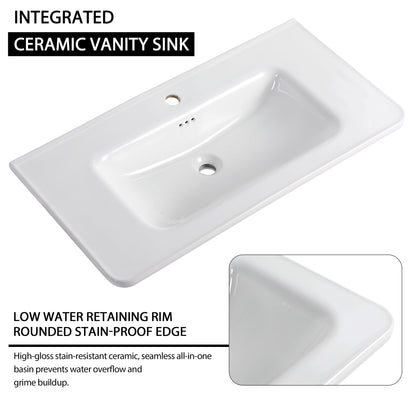 Freestanding Bathroom Vanity With Sink &amp; 2 Soft Close Doors