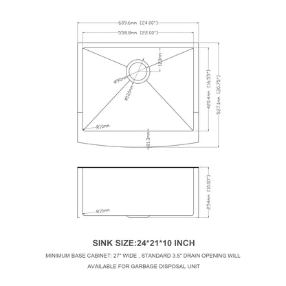 Farmhouse Kitchen Sink Stainless Steel Apron Front