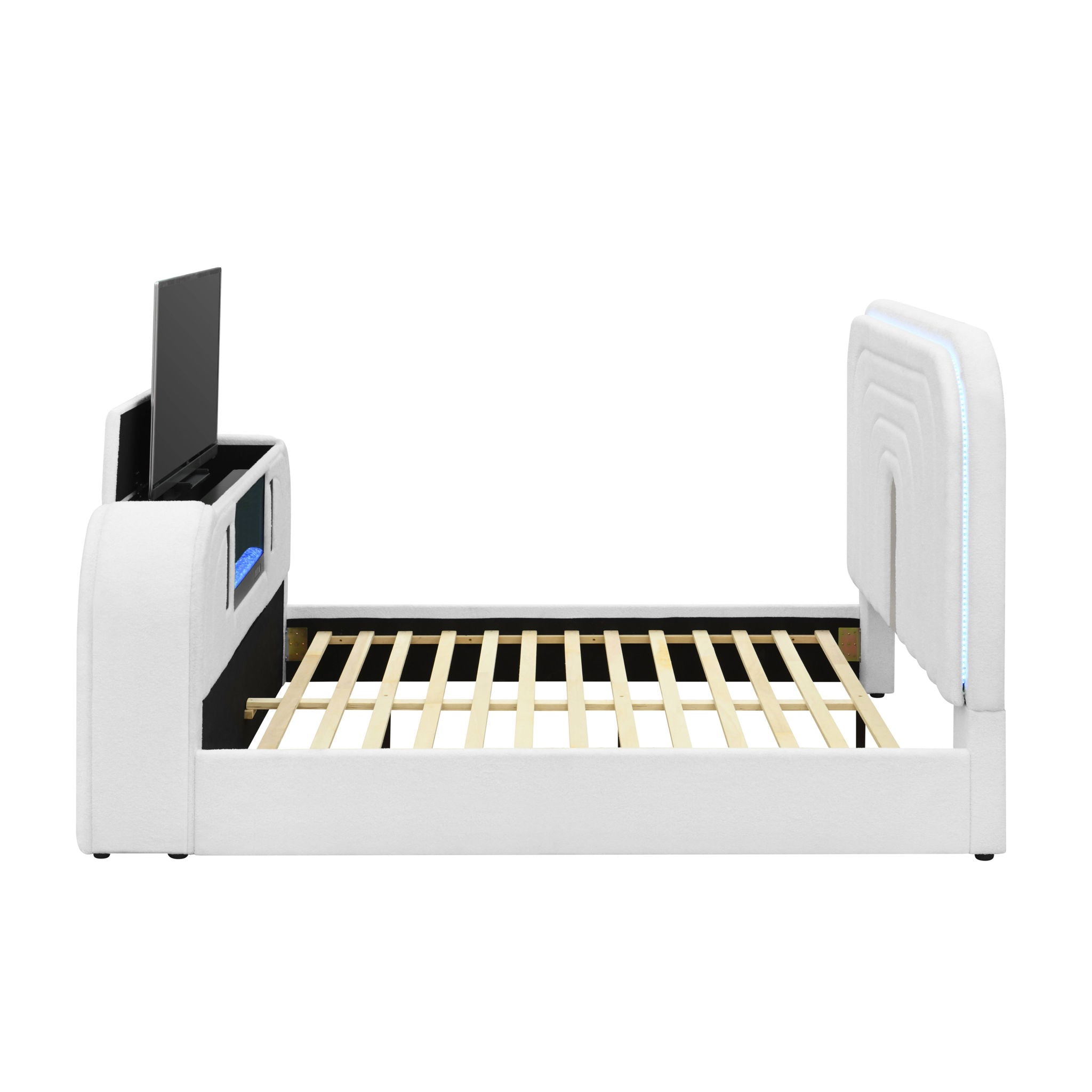 Shelyn - Bed With LED, TV Stand, Fireplace &amp; Bluetooth
