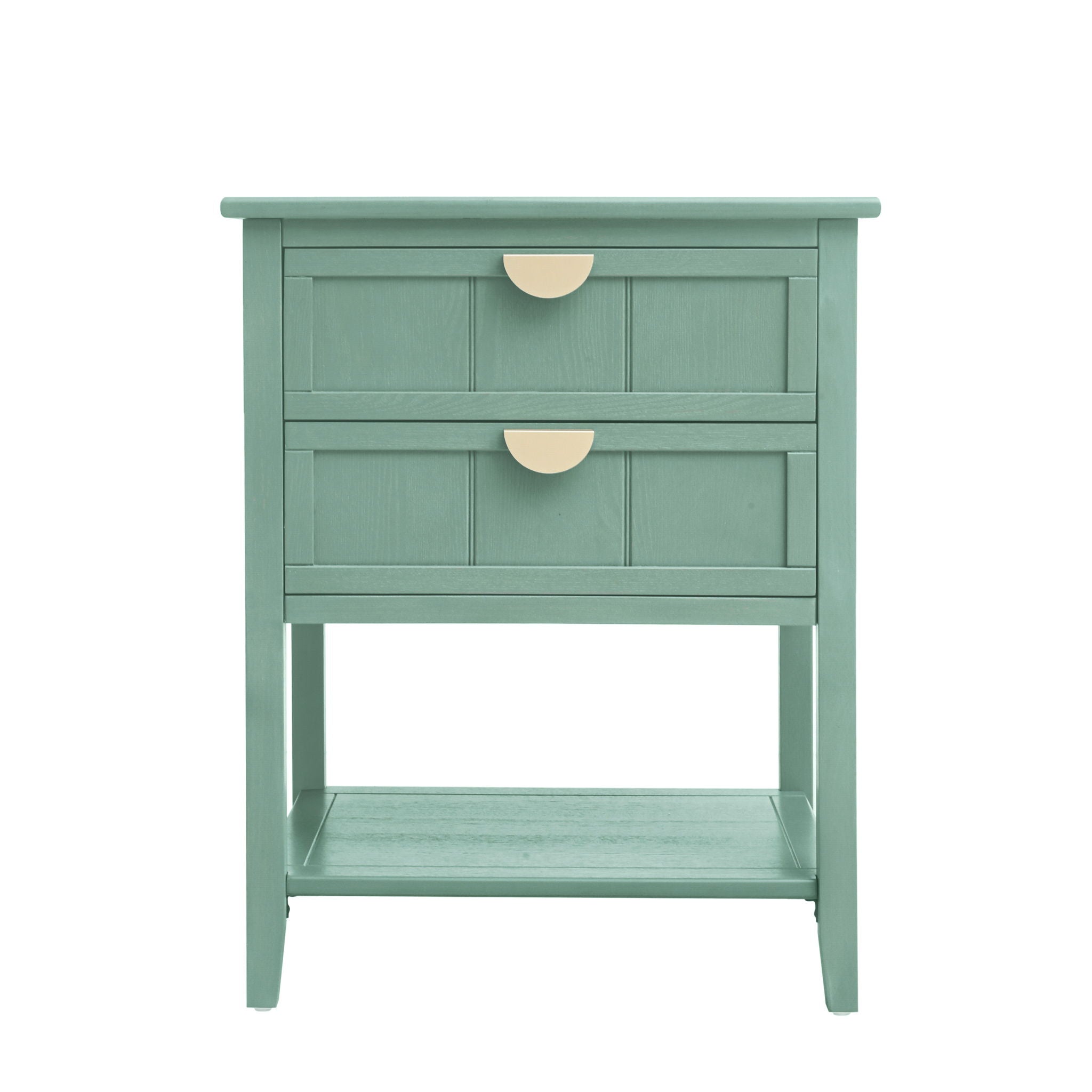 2 Drawer Side Table, American Style, End Table, Suitable For Bedroom, Living Room, Study