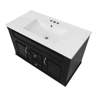 Single Bathroom Basin Sink Vanity Top Only &amp; 3 Faucet Holes - White