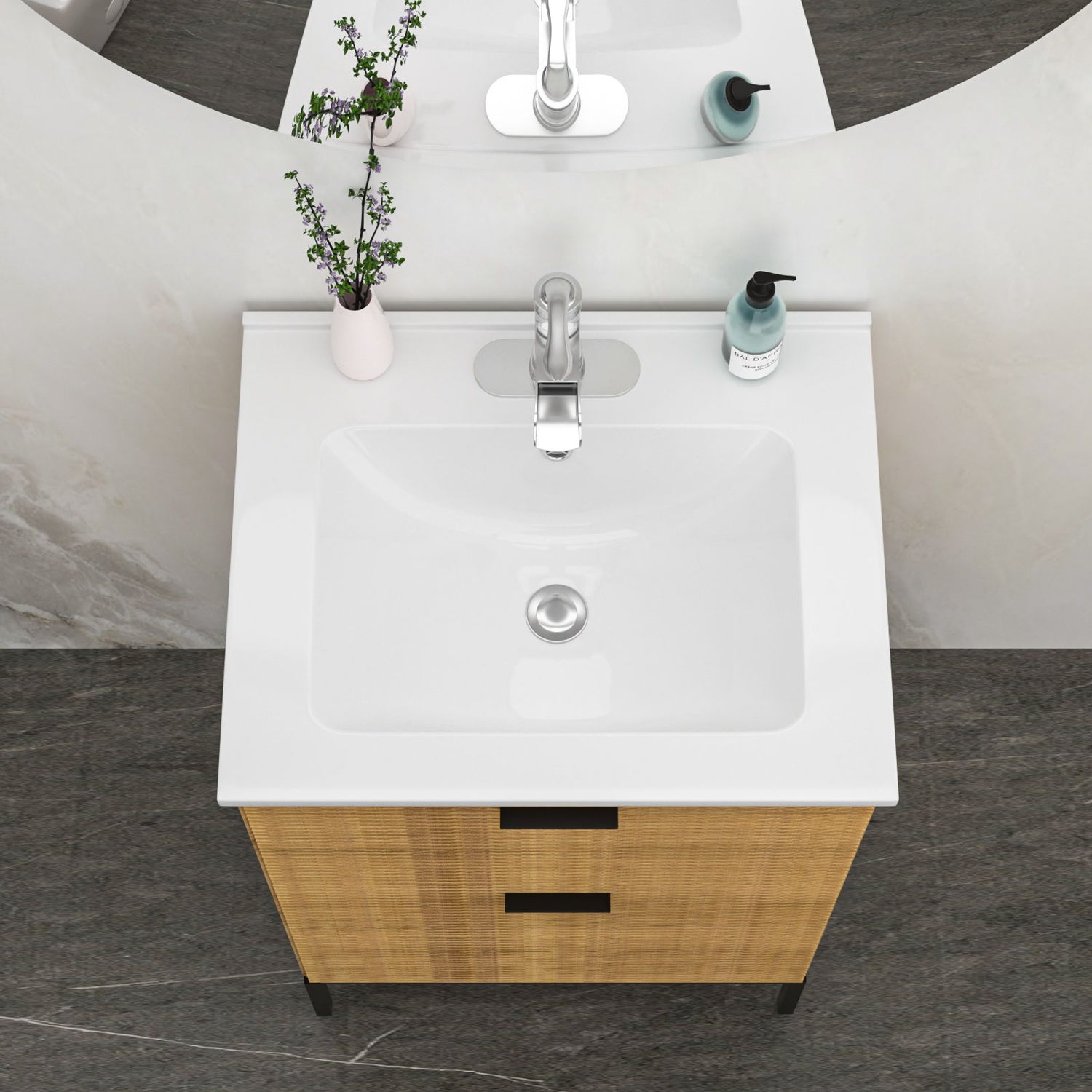 Modern Rectangular Vanity Top With Overflow For Bathroom