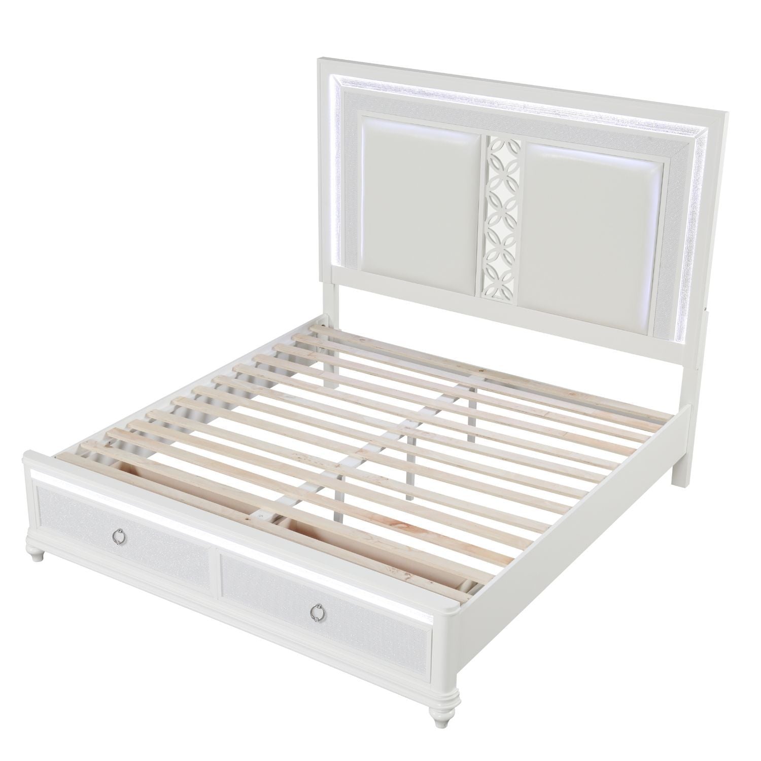 Abigale - Bed &amp; LED Lighting And 2 Drawer Storage Footboard