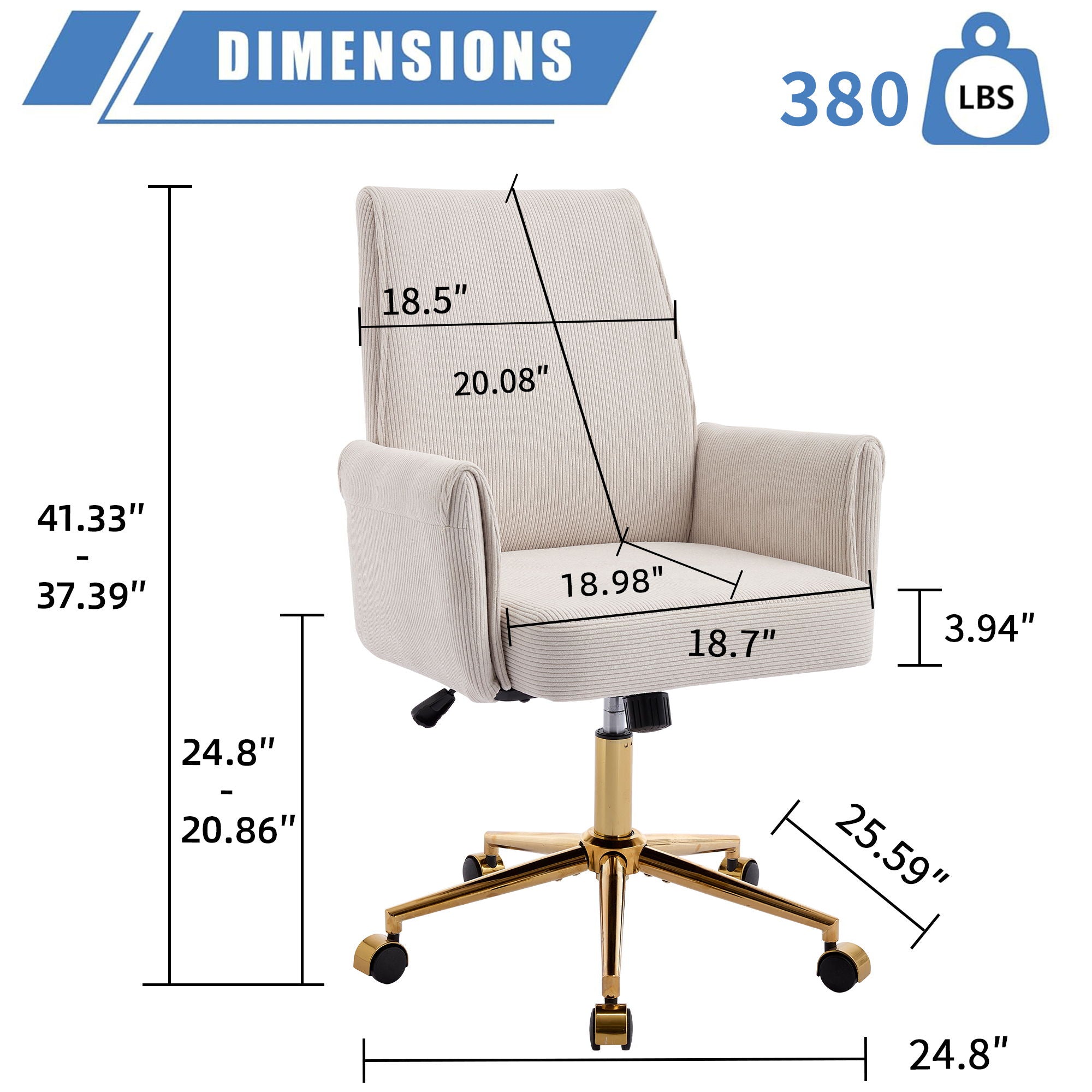Ergonomic Mid-Back Office Chair With Striped Fabric