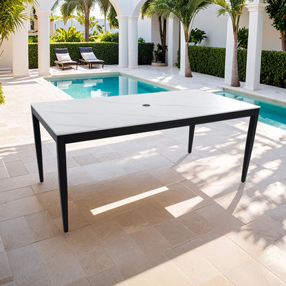 Outdoor Modern Patio Dining Table, Post Tapered Legs, Weatherproof &amp; Rust Free