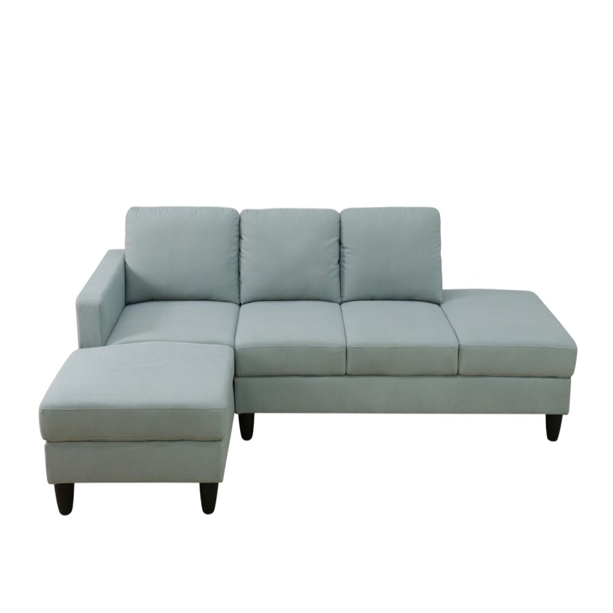L - Shaped Sectional Sofa With Left Chaise &amp; Ottoman - Pale Green