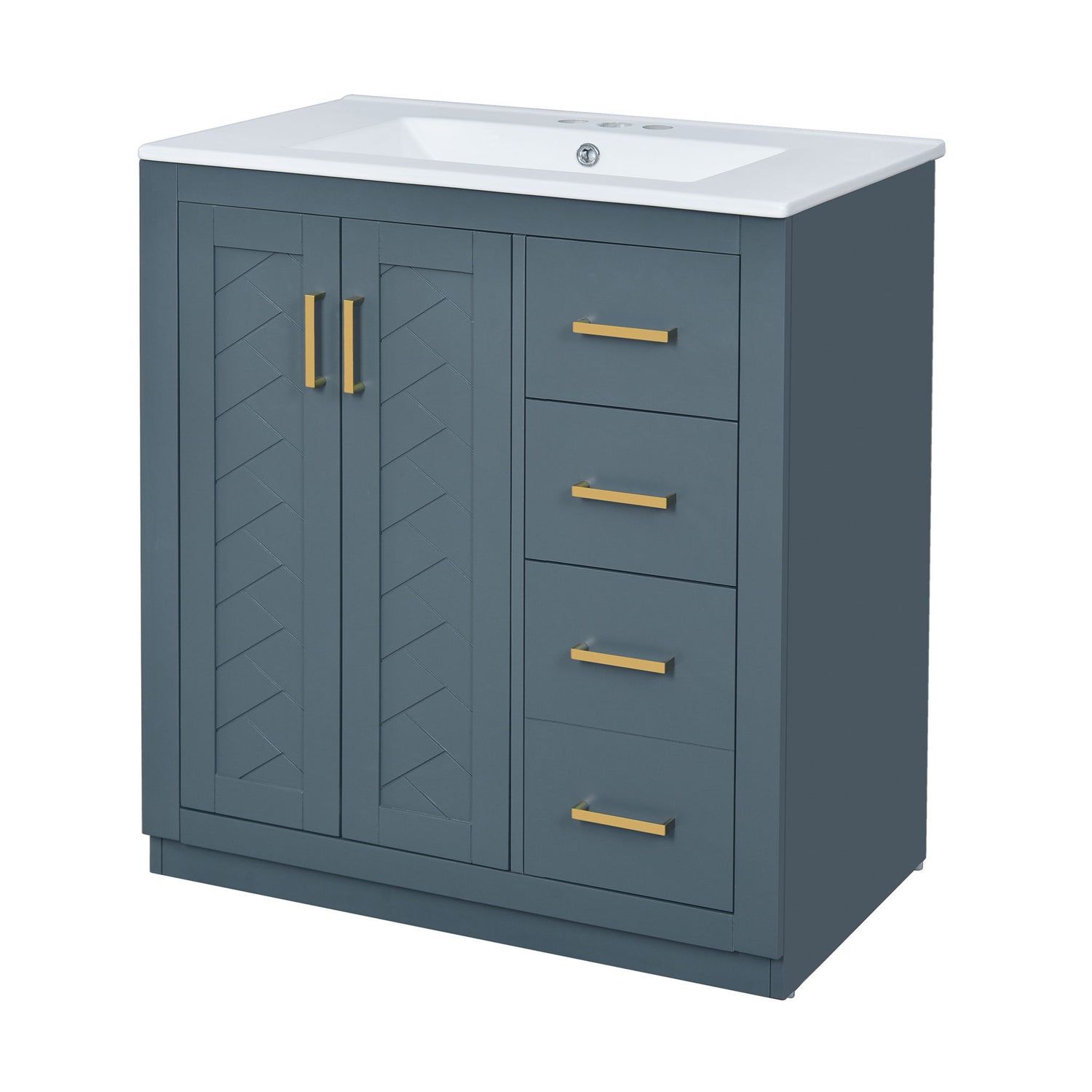 Bathroom Vanity With Sink, Storage Cabinet, Freestanding Set With 3 Drawers &amp; Soft Closing Doors