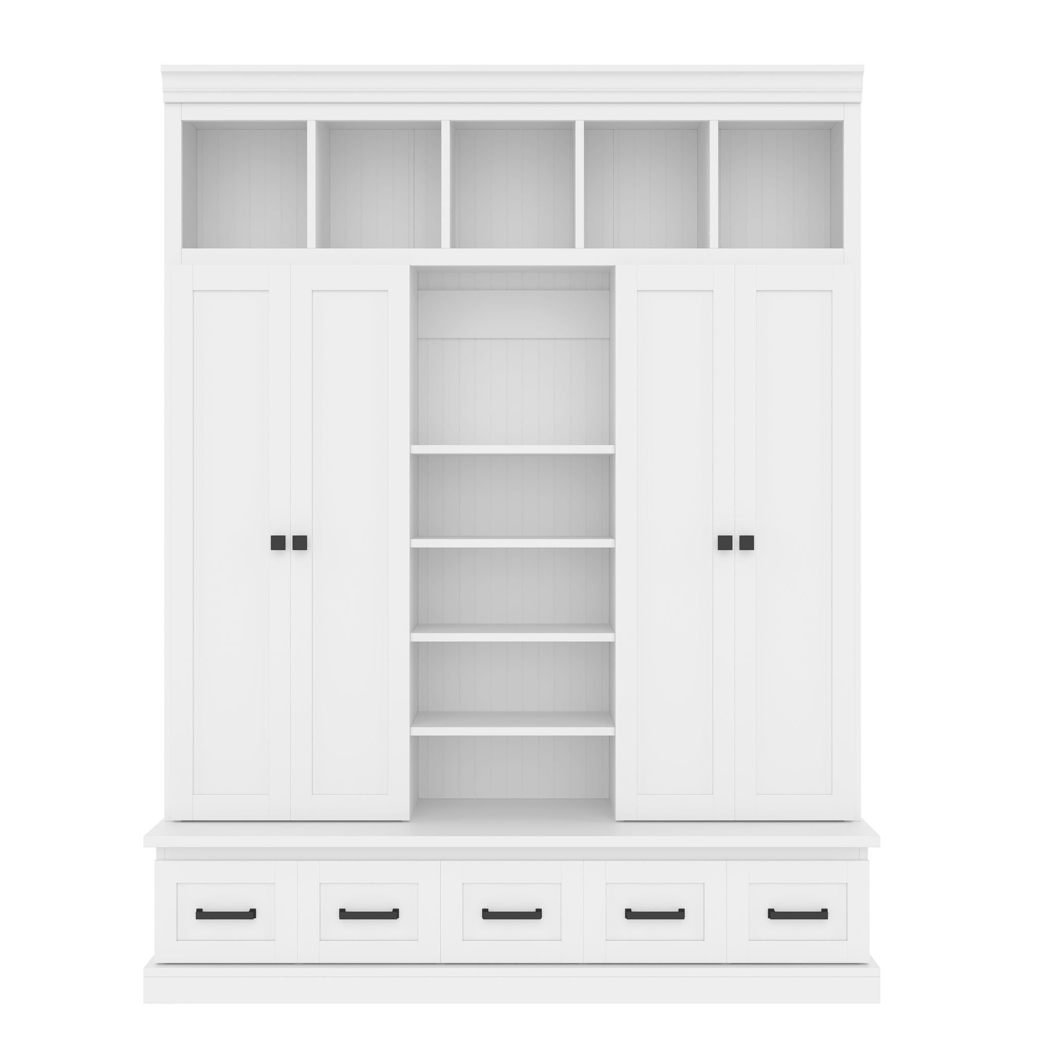 Hall Tree &amp; Bench And 5 Storage Cubbies