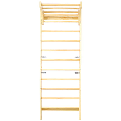 Swedish Ladder, Stall Bars Set For Physical Therapy &amp; Gymnastics - Natural