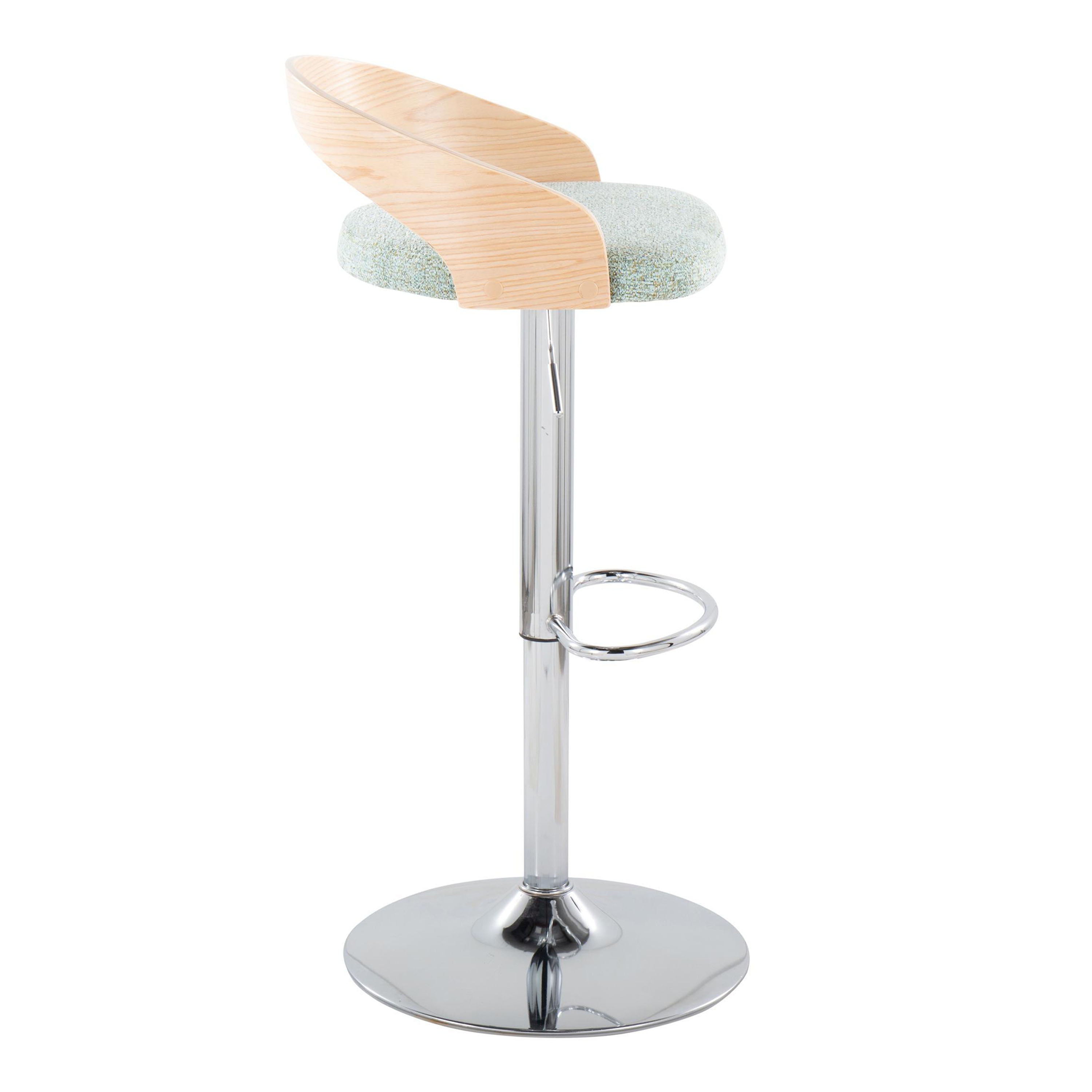 Grotto - Mid Century Modern Adjustable Height Barstool &amp; Swivel With Oval Footrest (Set of 2)