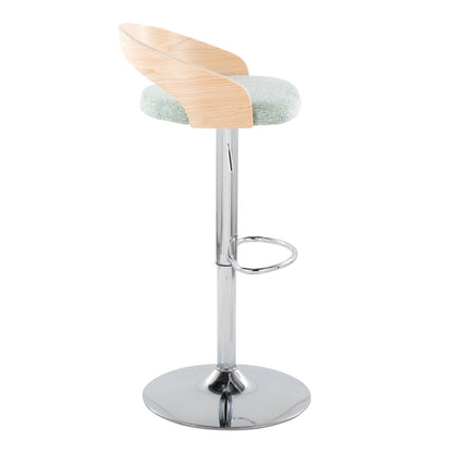 Grotto - Mid Century Modern Adjustable Height Barstool &amp; Swivel With Oval Footrest (Set of 2)