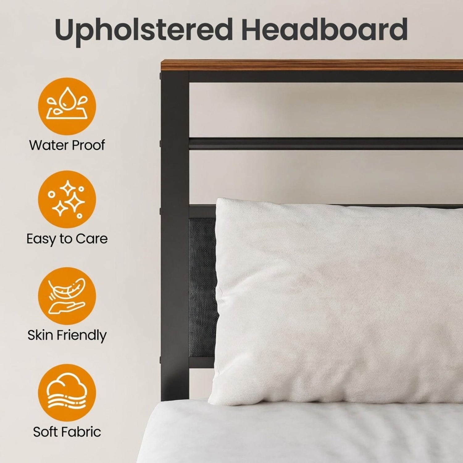 Platform Bed Frame With Charging Station &amp; Headboard Storage