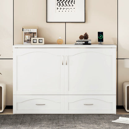 Murphy Bed With Drawer And A Set Of Sockets &amp; USB Ports, Pulley Structure Design