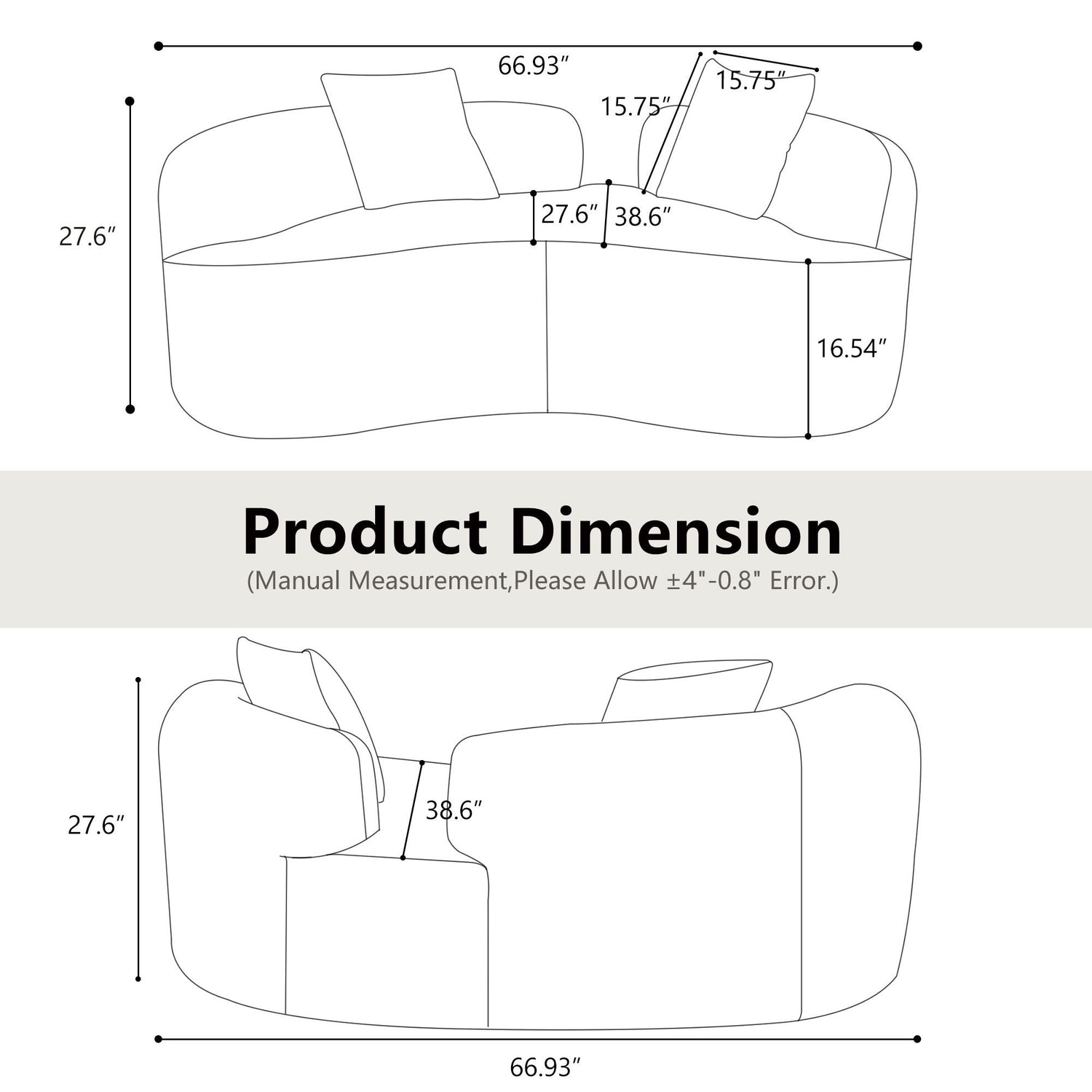 Modern Curved Loveseat