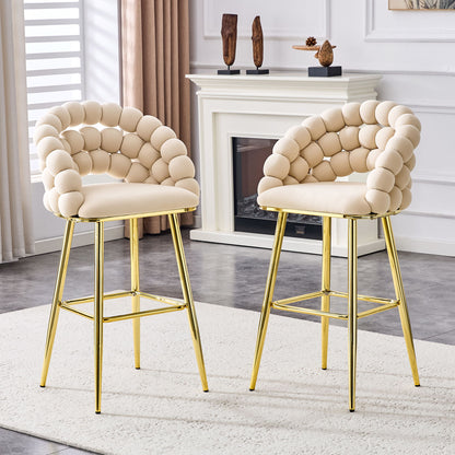 Bubble, Ball Chain Tufted Bar Chairs For Kitchen Island &amp; Home Bar (Set of 2)