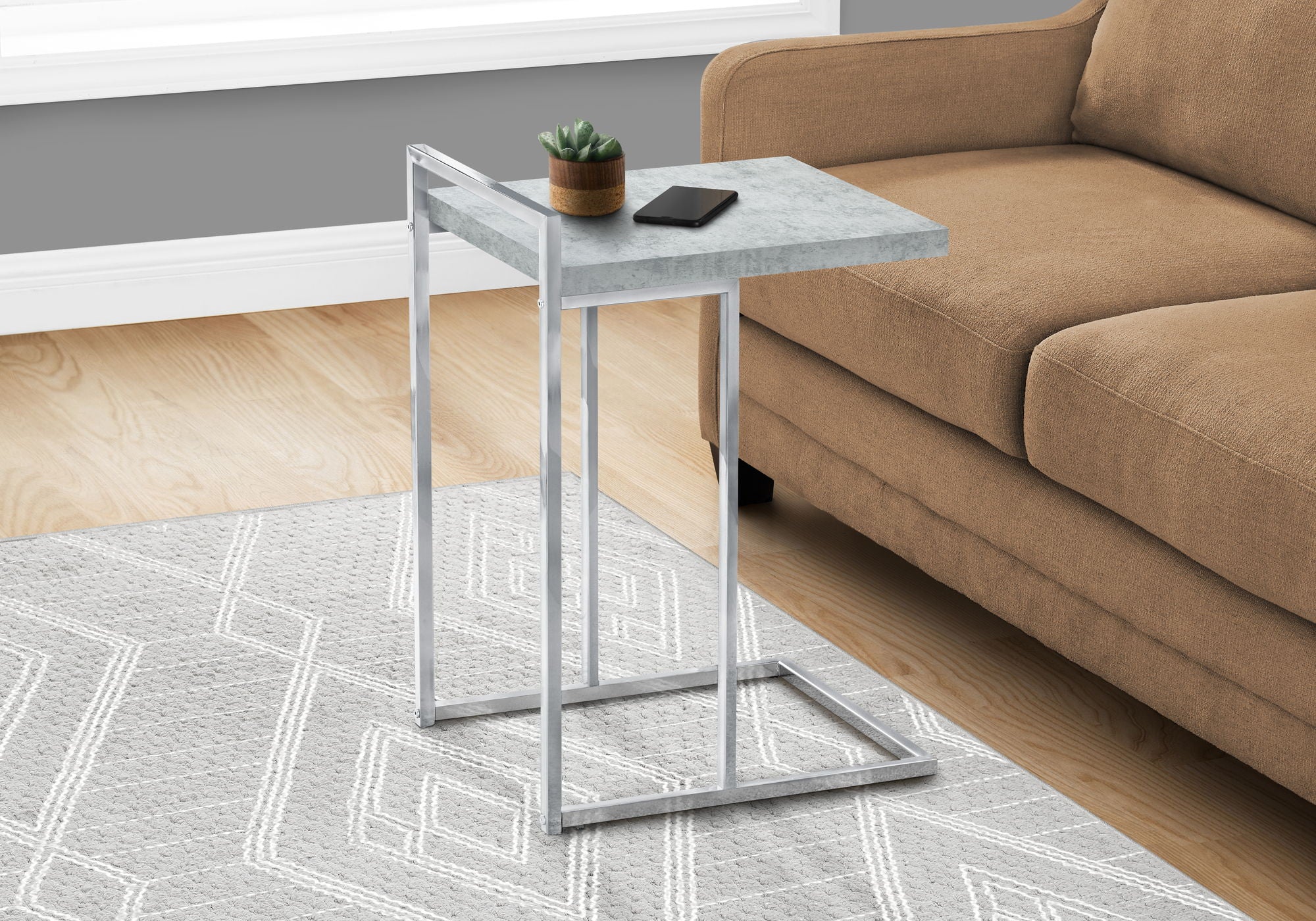 Accent Table, C - Shaped, Contemporary &amp; Modern
