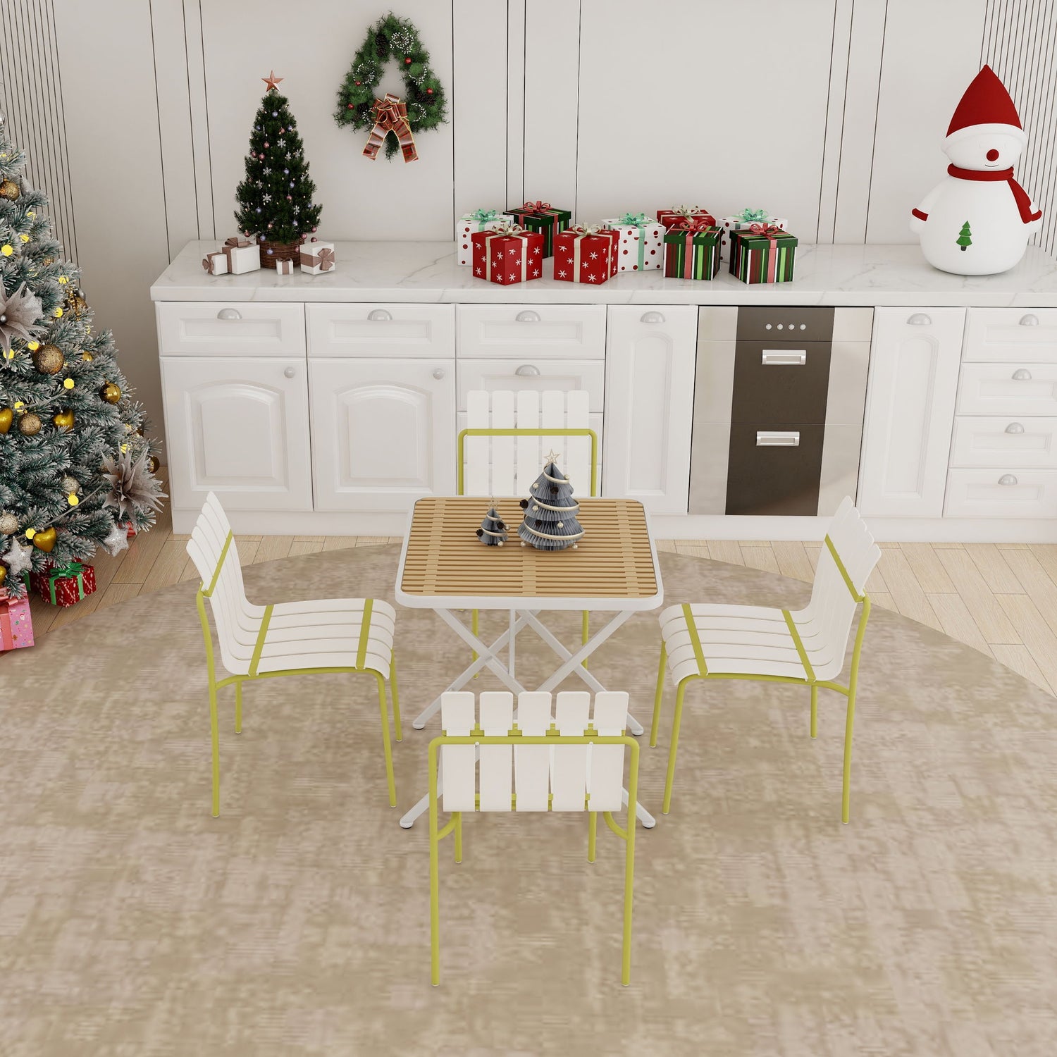 4 Piece Set Of Modern Color Block Designed Single Chairs