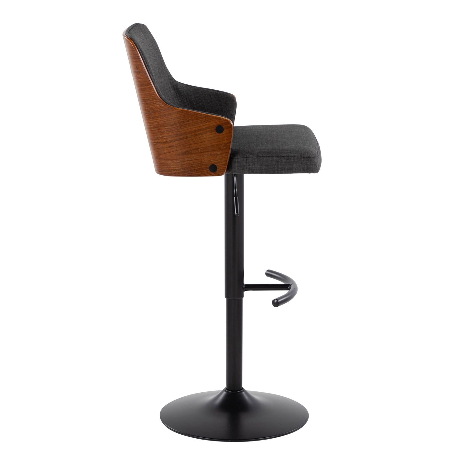 Stella - Contemporary Adjustable Barstool Stool &amp; Swivel With Rounded T Footrest (Set of 2)