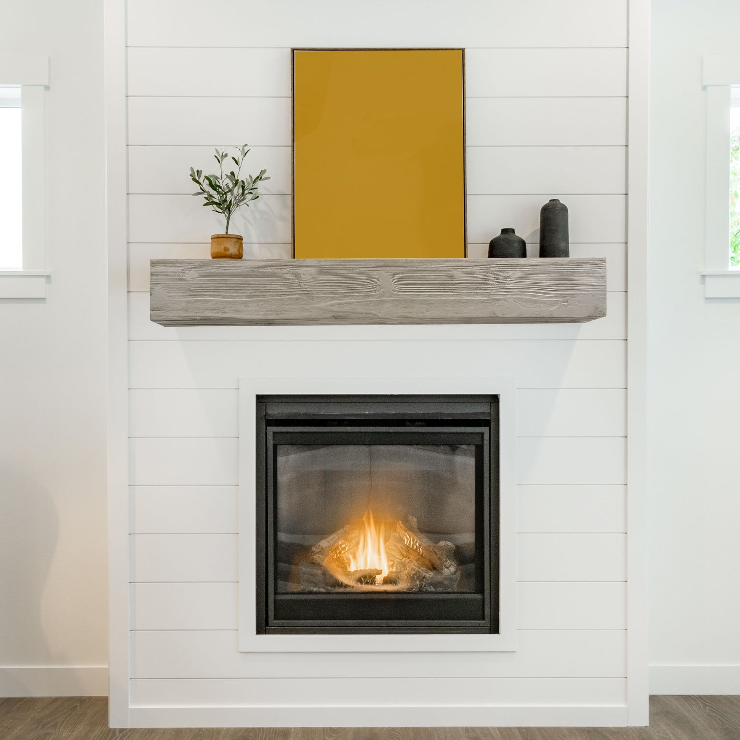 Rustic Wood Fireplace Mantel, Wall-Mounted &amp; Floating Shelf For Home Decor