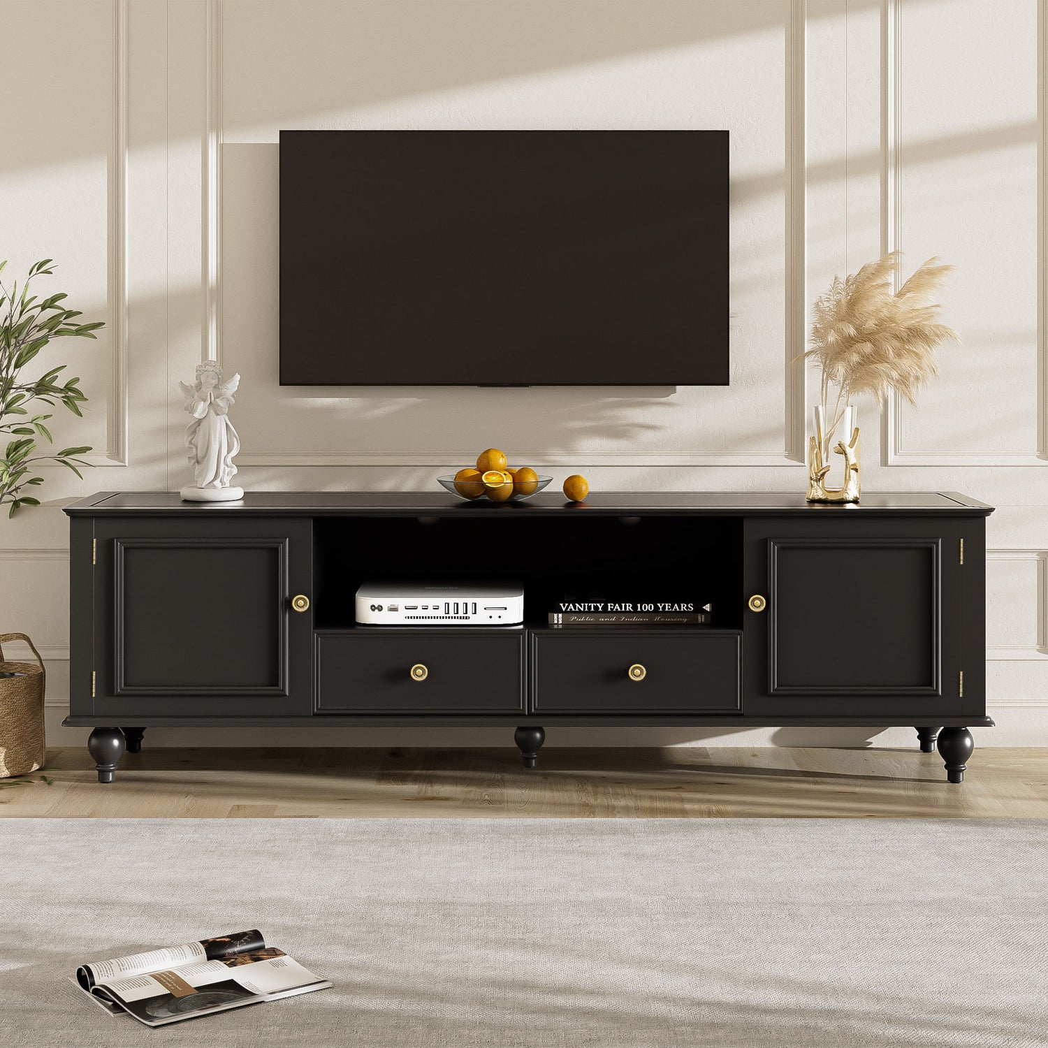 TV Stand For TVs Up To 80&quot;, Entertainment Center With Open Compartment
