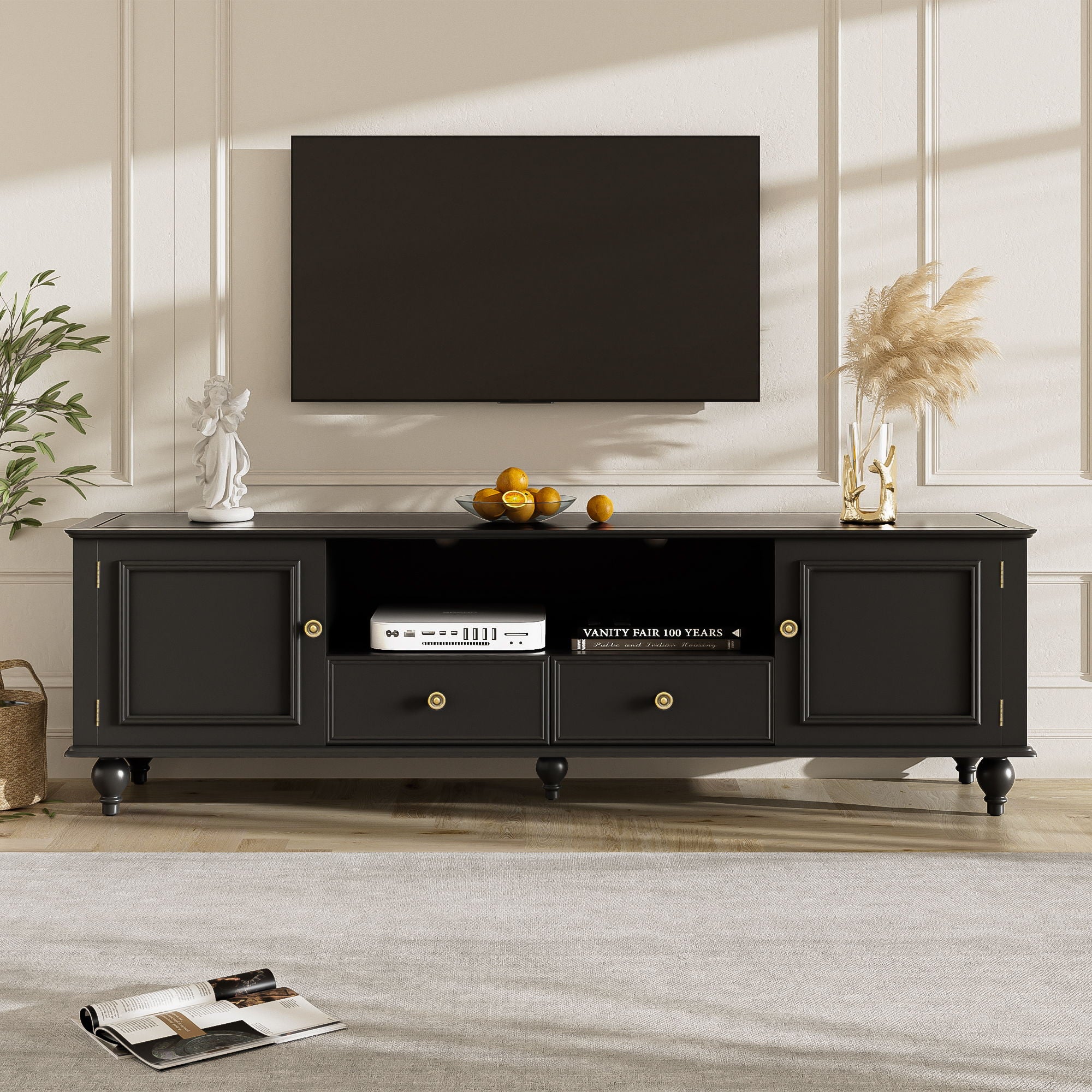 TV Stand For TVs Up To 80&quot;, Entertainment Center With Open Compartment