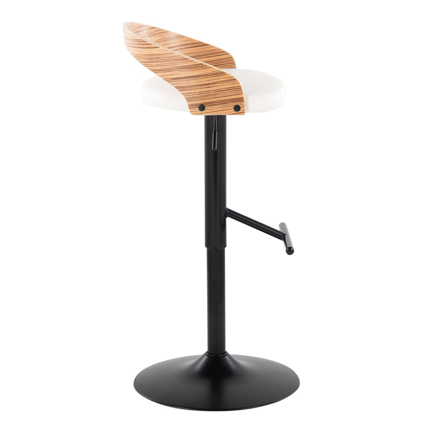 Grotto - Contemporary Adjustable Barstool With Swivel &amp; Straight T Footrest (Set of 2)