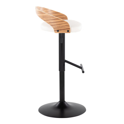 Grotto - Contemporary Adjustable Barstool With Swivel &amp; Straight T Footrest (Set of 2)