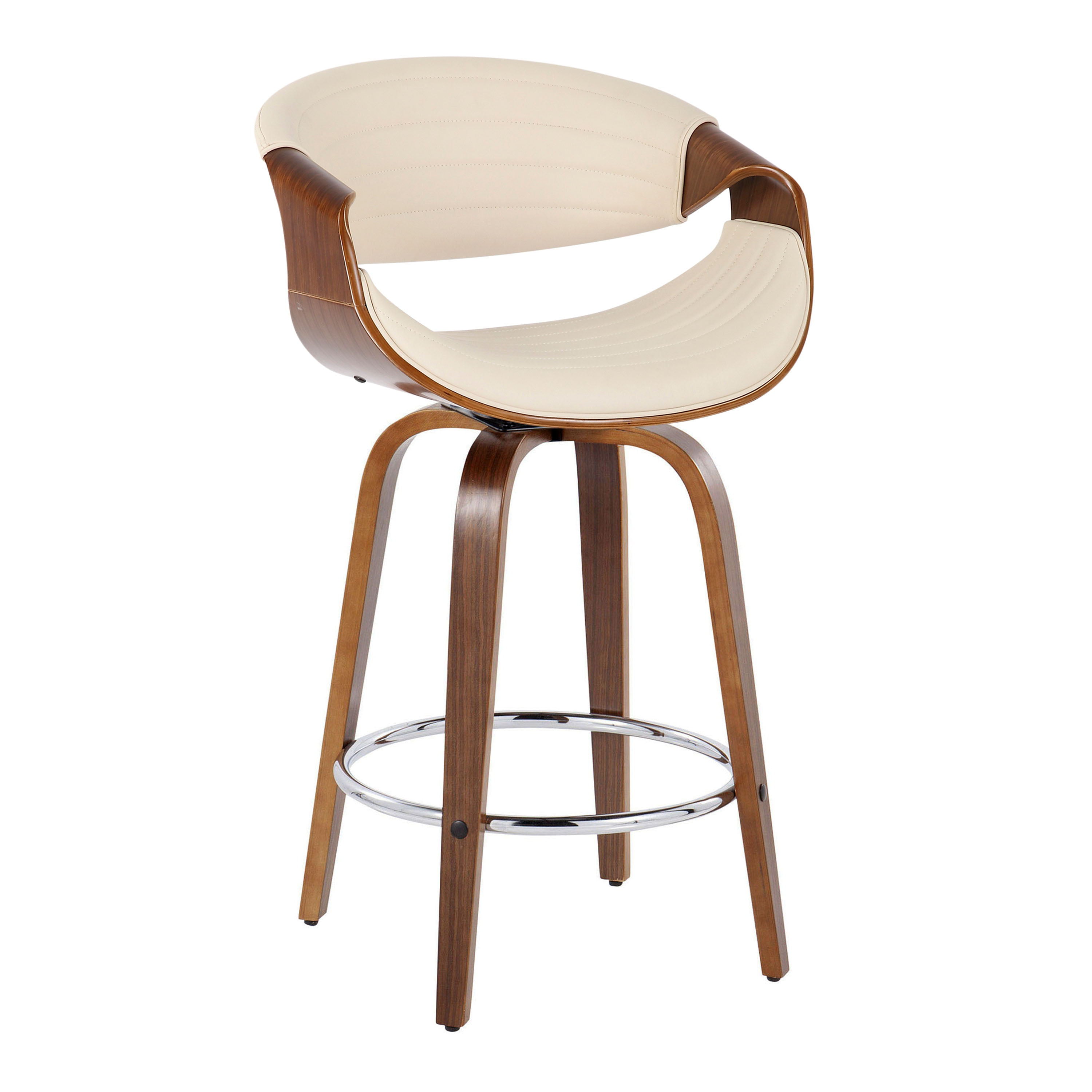 Symphony - Mid Century Modern Fixed Height Counter Stool &amp; Swivel With Round Footrest (Set of 2)