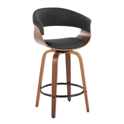 Vintage Mod - Mid Century Modern Fixed Height Counter Stool &amp; Swivel With Round Footrest (Set of 2)