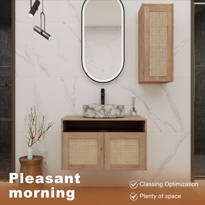 Bathroom Vanity &amp; Art Sink And Side Cabinet, Float Mounting Design