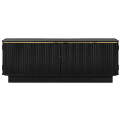 TV Stand, Fluted Media Console With Adjustable Shelves And Cable Holes
