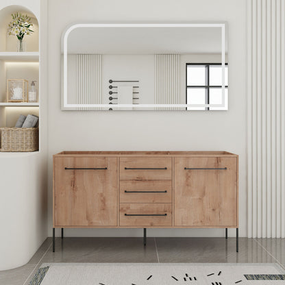 60" Freestanding Bathroom Vanity With Soft Close Doors And Drawers, (Vanity Only) - Imitative Oak
