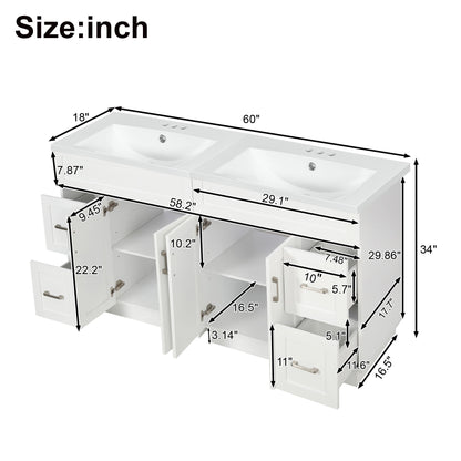Bathroom Vanity With 2 Doors, 2 Drawers, Adjustable Shelf, Hidden Slides &amp; Soft Close Hinges