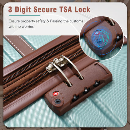 20&quot; Luggage 1 Piece With Tsa Lock, Lightweight Suitcase Spinner Wheels, Carry On Vintage Luggage