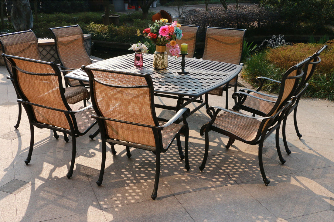 Square 63.98&quot; Long Aluminum Dining Set