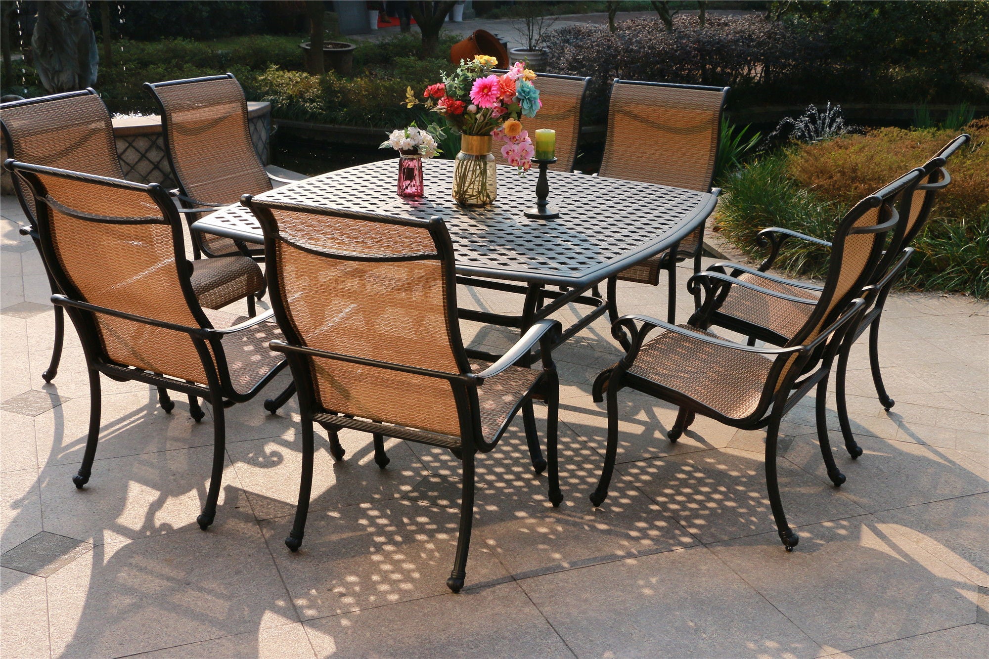 Square 63.98&quot; Long Aluminum Dining Set