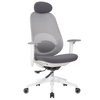 High Back Swivel Desk Chair With Height Adjustable Backrest, 3 Tilt Lock &amp; Rotatable Headrest - Milk White