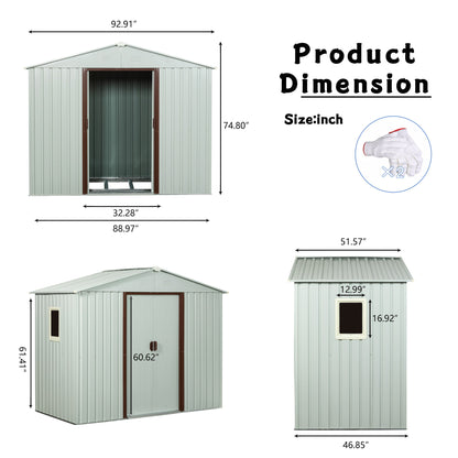 88.98&quot; Outdoor Metal Storage Shed With Window