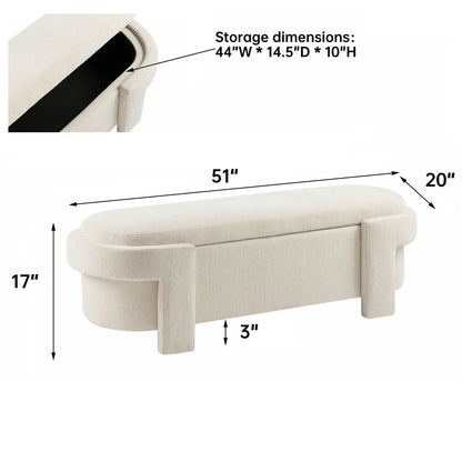 Versatile Storage Ottoman Bench, Spacious &amp; Durable - Beige