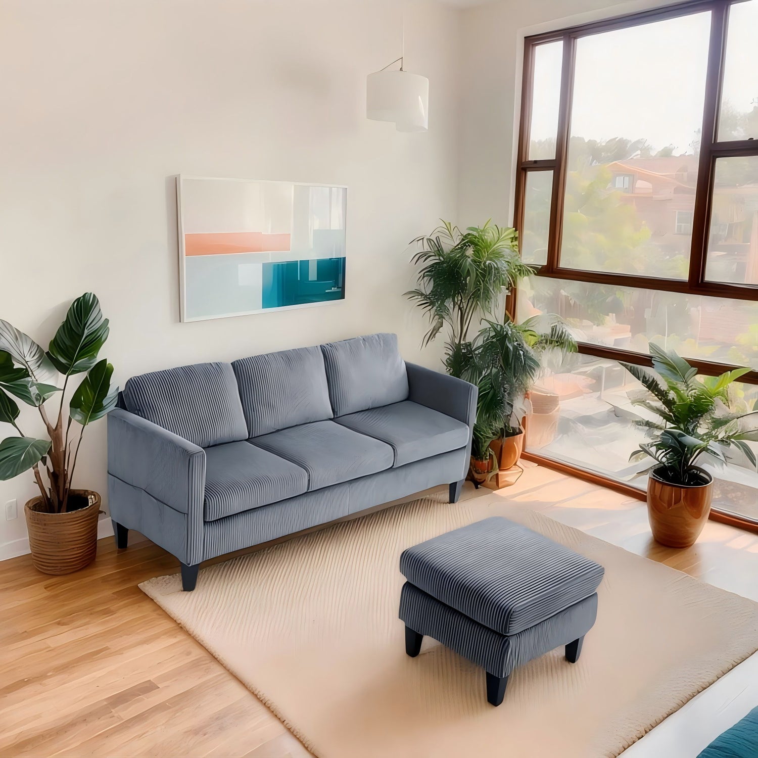 L-Shaped Sectional Sofa With Padded Cashmere, Space Saving Design For Living Rooms &amp; Apartments - Gray