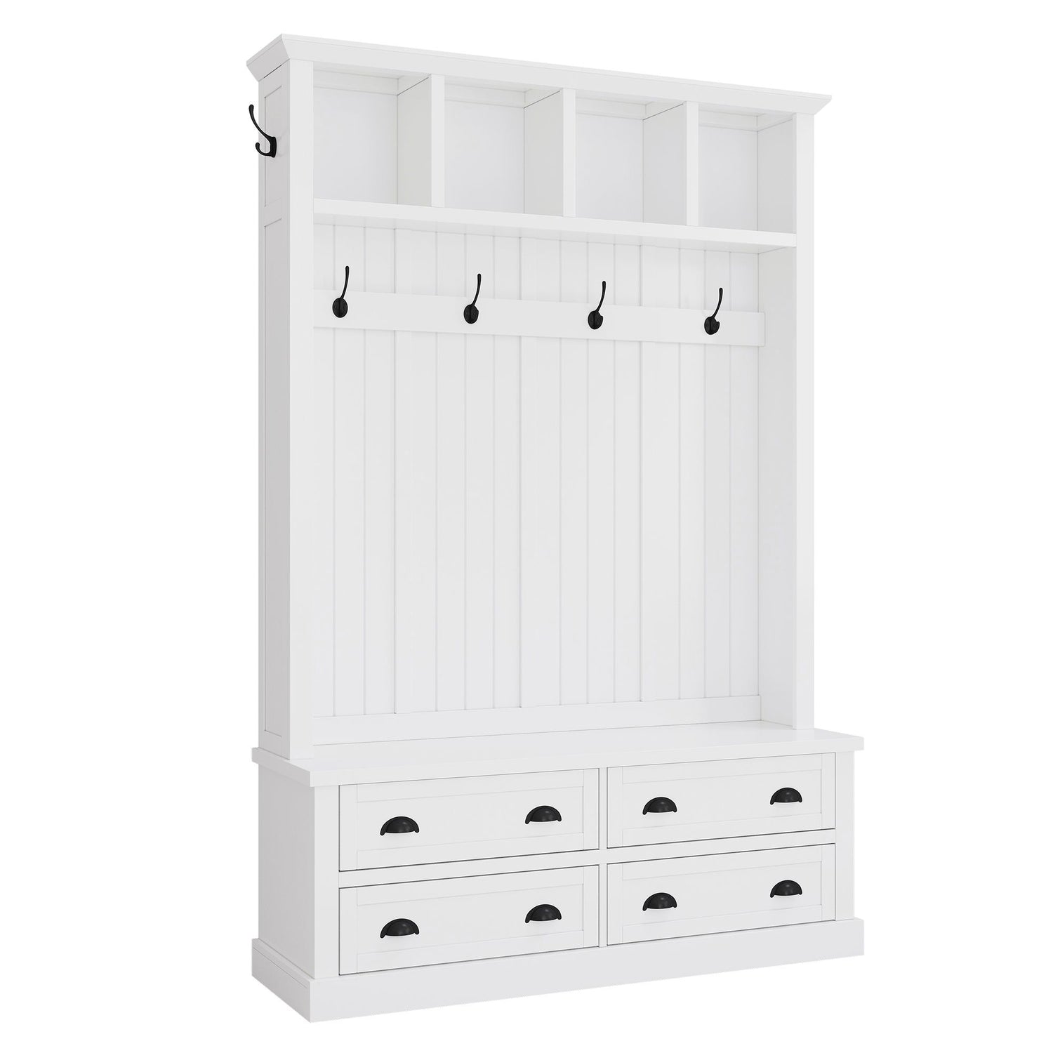 Hall Tree With 4 Drawers, Coat Rack With 6 Hooks