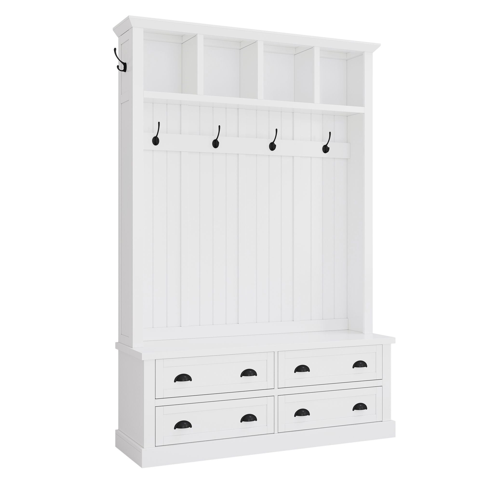 Hall Tree With 4 Drawers, Coat Rack With 6 Hooks