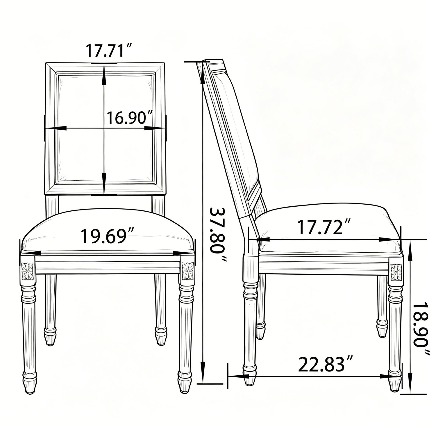 Dining Chairs With Upholstered Square Back (Set of 2)