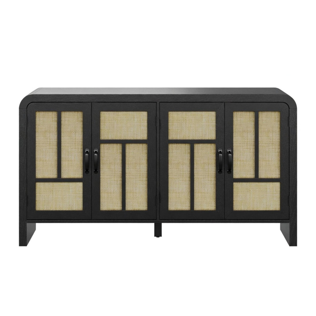 Sideboard Buffet Cabinet With 4 Doors &amp; Adjustable Shelves - Black