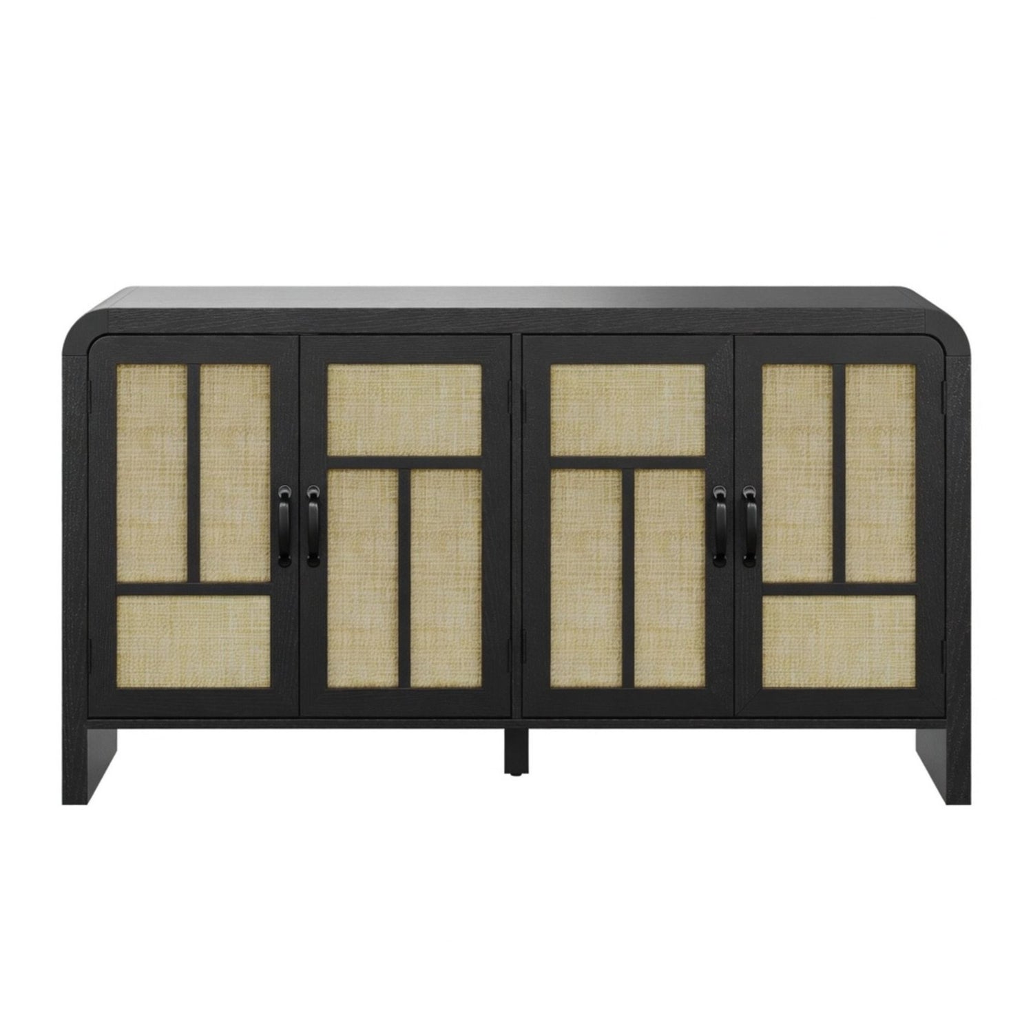 Sideboard Buffet Cabinet With 4 Doors &amp; Adjustable Shelves - Black