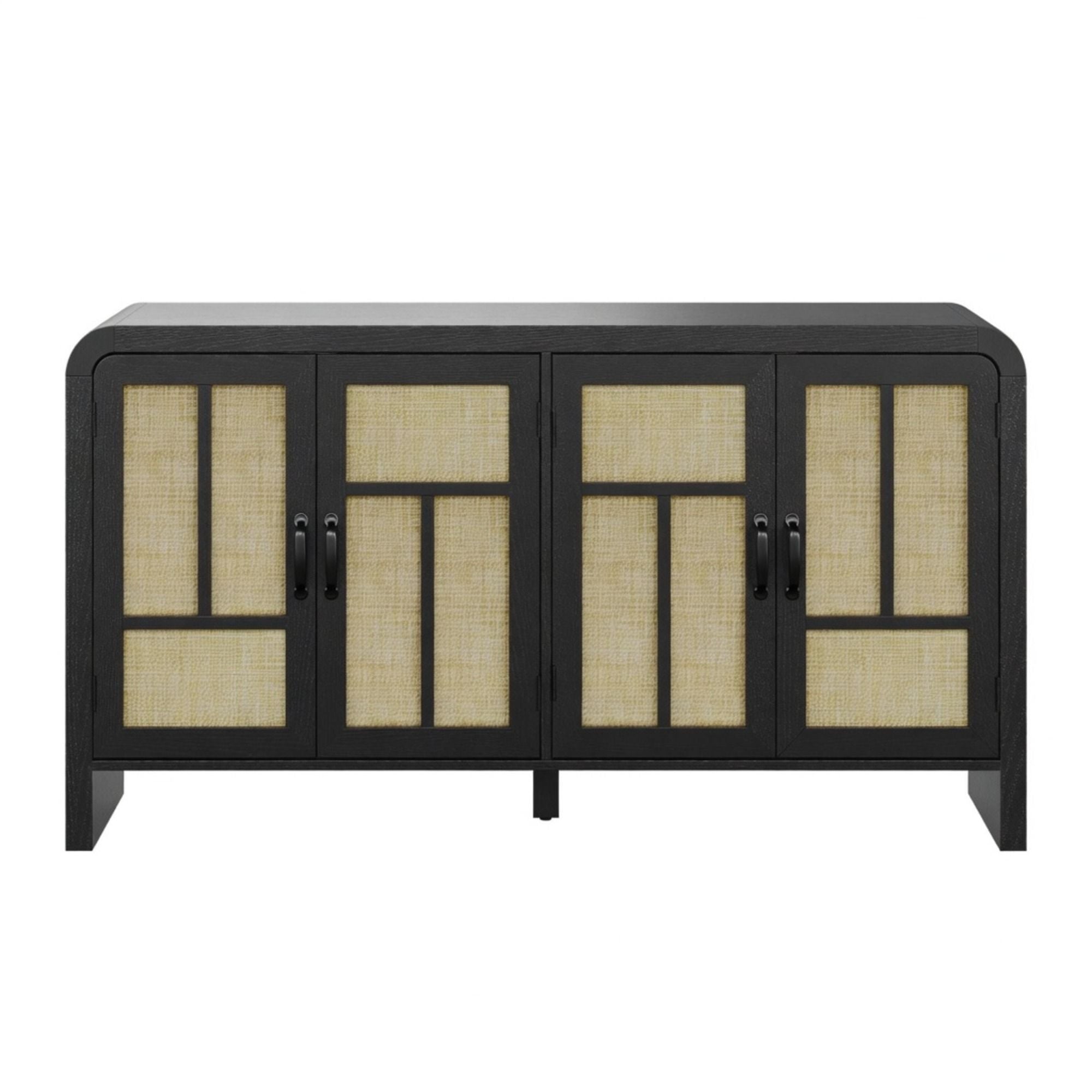 Sideboard Buffet Cabinet With 4 Doors &amp; Adjustable Shelves - Black