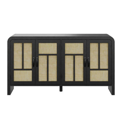 Sideboard Buffet Cabinet With 4 Doors &amp; Adjustable Shelves - Black
